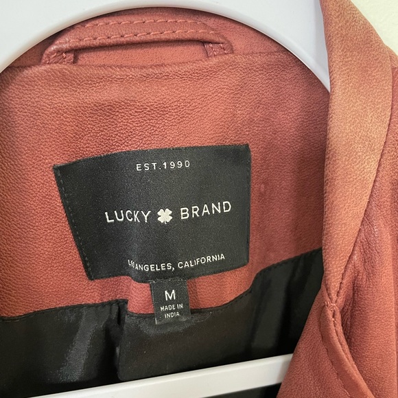 Lucky Brand Leather Jacket Burgandy Red Women’s Medium - Picture 3 of 5